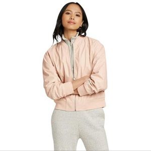 Who What Wear Women’s Pink Plus Bomber Leather Style Jacket